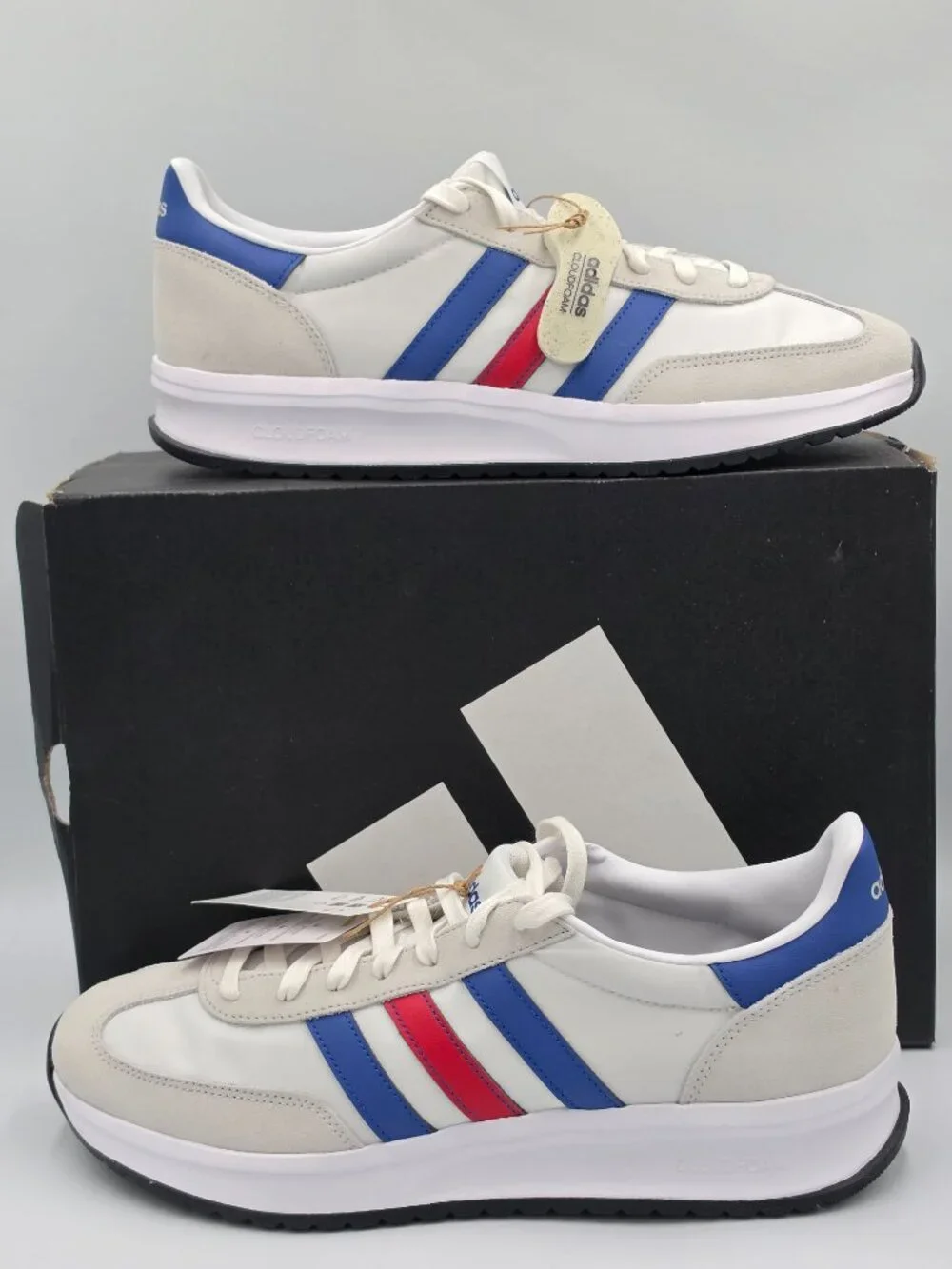 Adidas Run 70s 2.0 White Blue Red Men's 12 Sneakers Cloudfoam IH8592 NIB